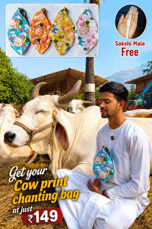 Cow print chanting bag & sakshi mala